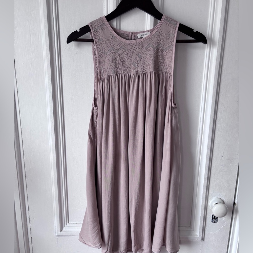 Aritzia Wilfred Allier Embroidered Swing Dress Blush Beige Modal&Silk XXS - Picture 3 of 15